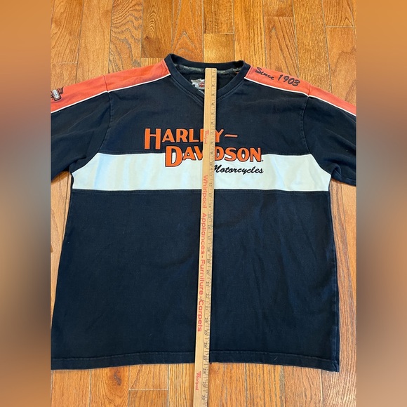Vintage Harley Davidson Sweatshirt Mens XLarge Motorcycles Black Orange V-Neck - Picture 5 of 12
